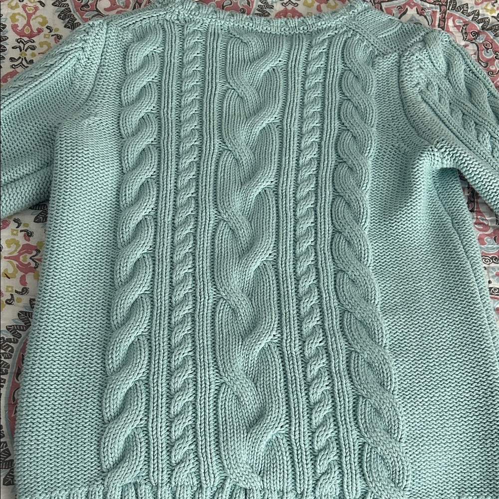 L.L. Bean Cable Knit Sweater - Soft Blue - Picture 3 of 3
